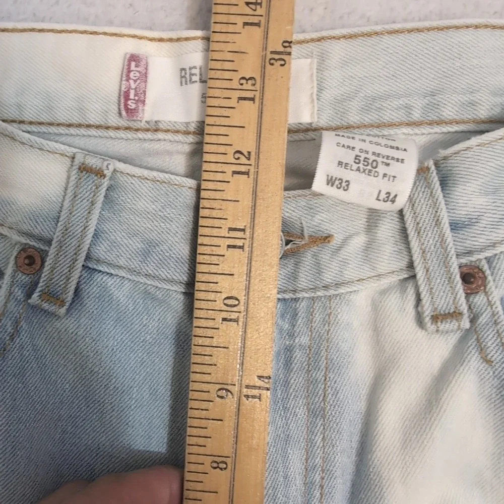 Vintage Levis 550 Jeans Light Blue‎ Acid Wash Custom Pockets '02 33x34 Relaxed